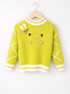 pulover verde pufos pentru copii fetite baietei fluffy