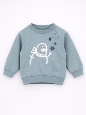 bluza albastra cu maneci lungi pentru copii baietei cu om de zapada snow