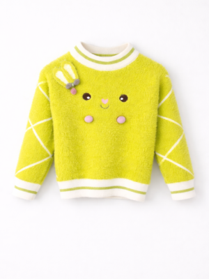 pulover verde pufos pentru copii fetite baietei fluffy
