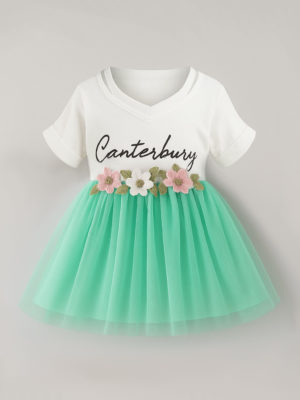Set tricou si fusta copii - Flower Belt