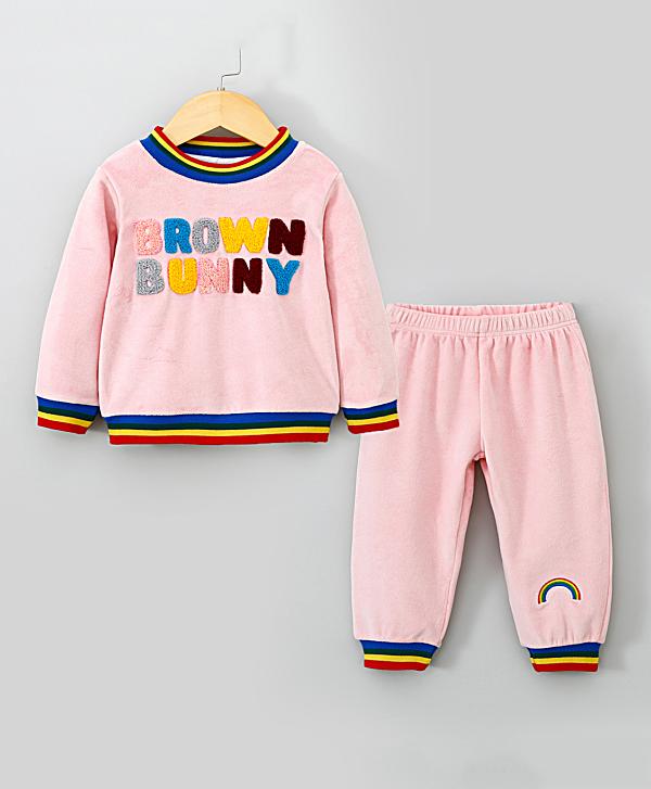 trening pentru fetite toamna iarna brown bunny roz