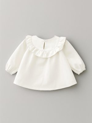 bluza alba cu volane pentru copii si bebelusi ada
