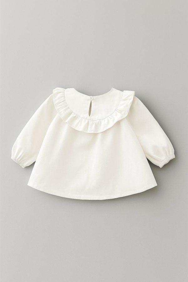 bluza alba cu volane pentru copii si bebelusi ada