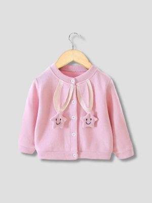 Cardigan tricotat fin Stars Pink