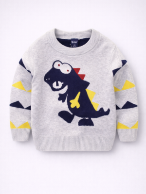 pulover tricotat cu model dino pentru baietei baieti copii pulover albastru cu dinozaur dino