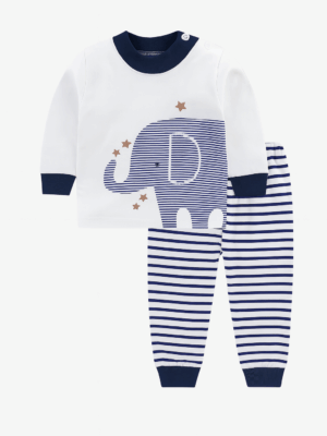 pijamale pentru copii baietei cu imprimeu elefant