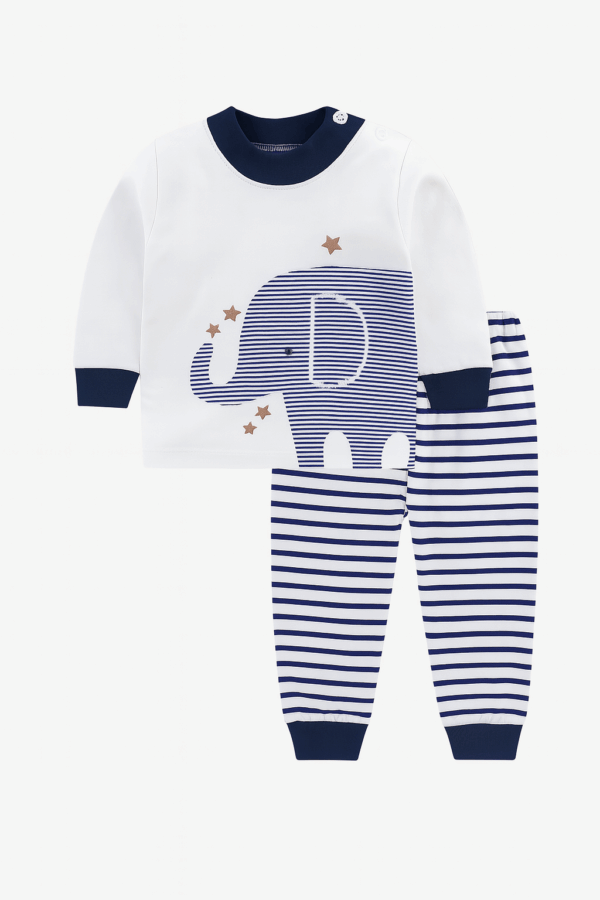pijamale pentru copii baietei cu imprimeu elefant