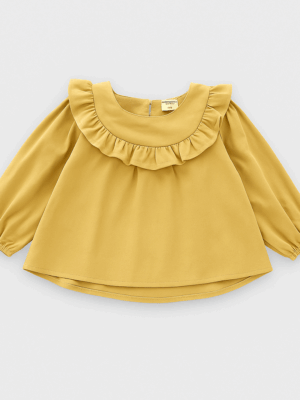Bluza supradimensionata de bumbac cu volane Ada in Yellow
