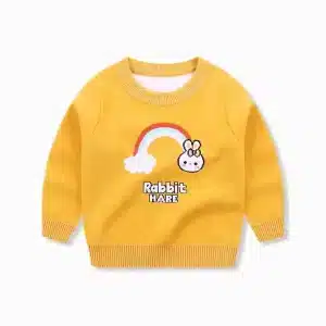 Pulover tricotat fin pentru copii Lia Galben