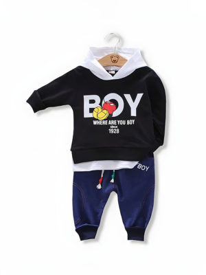 Set de 2 piese din jerseu de bumbac Boy Black