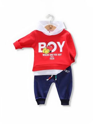 Set de 2 piese din jerseu de bumbac Boy Red