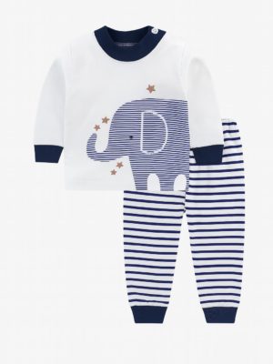pijamale pentru copii baietei cu imprimeu elefant