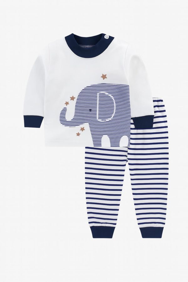 pijamale pentru copii baietei cu imprimeu elefant