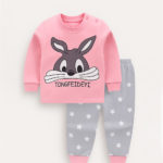 pijamale roz pentru copii fetite cu iepuras scufi