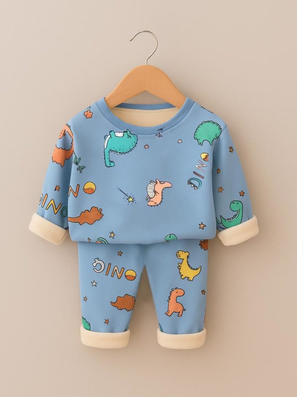 Set de 2 piese cu imprimeu Jungle Albastru