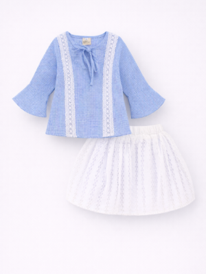 compleu rustic traditional pentru fetite cu bluza si fusta ily