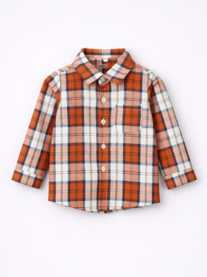 camasa in carouri maro cu maneci lungi marcello