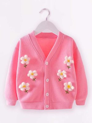 cardigan pentru copii cu flori roz Bloom