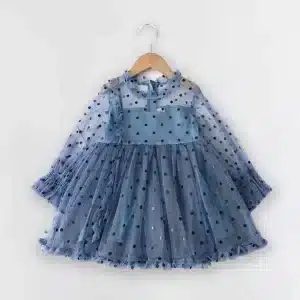 rochie pentru fetite voal buline albastra Giselle