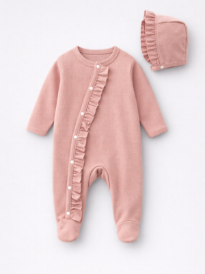 salopeta bebelusi bumbac organic dusty pink