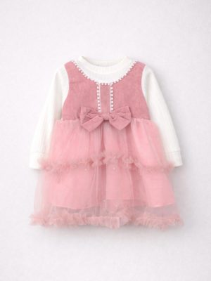 rochie roz cu tul stralucitor pentru fetite rosemary