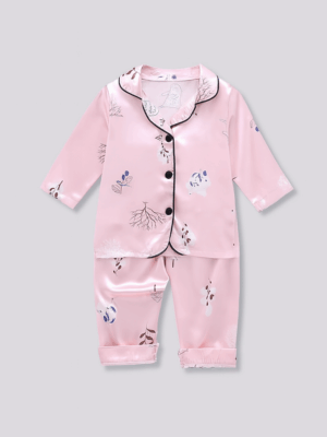 pijamale fine din satin pentru fetite roz lungi silky bloom