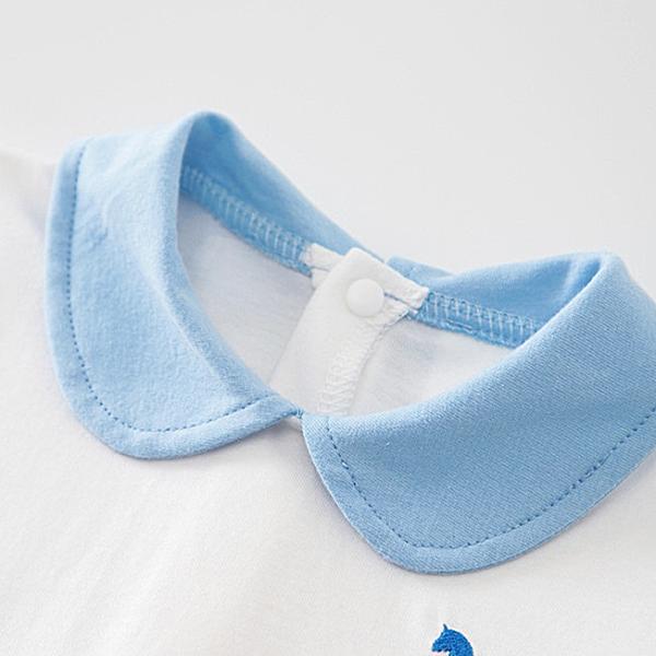 salopeta bleu pentru bebelusi cu capse