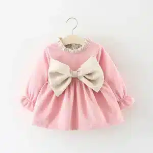 rochie reiata cu funda pentru fetite bow roz