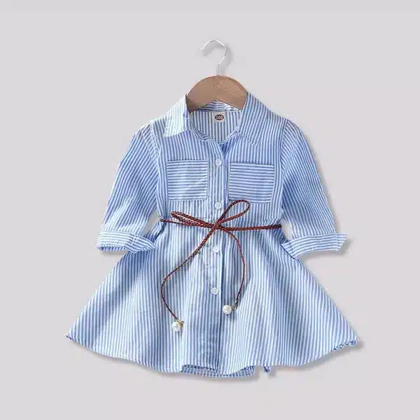 rochie camasa cu dungi albastre pentru fetite Velma