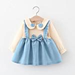 rochita de bumbac pentru fetite culoare crem bleu mily