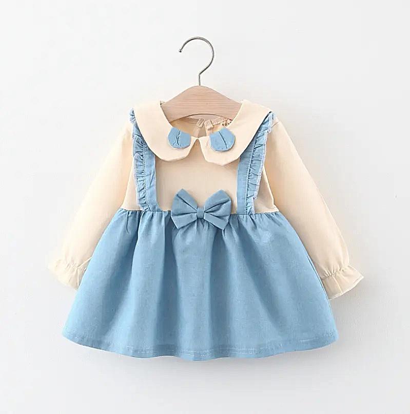 rochita de bumbac pentru fetite culoare crem bleu mily