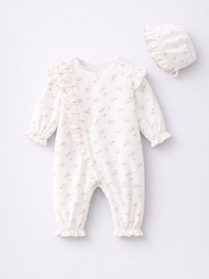 salopeta pentru bebelusi fetite bebeluse salopeta alba cu flori cu caciulita salopeta pentru nou nascuti florise