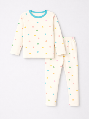 pijama cu bluza si pantaloni pentru copii fetite set cu imprimeu inmioare candyhearts
