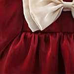 rochie rosie scurta pentru fetite cu funda rosu sidefat ashly