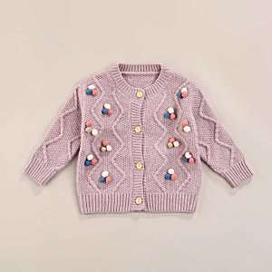 cardigan tricotat pentru fetite copii mov liliac lavanda