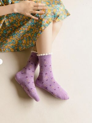 set de 5 perechi de sosete tricotate mov pentru fetite fete sosete purple