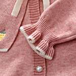 cardigan tricotat roz cu guler amplu pentru fetite copii berry