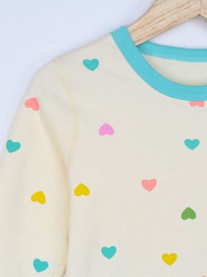 pijama cu bluza si pantaloni pentru copii fetite set cu imprimeu inmioare candyhearts