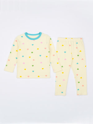 pijama cu bluza si pantaloni pentru copii fetite set cu imprimeu inmioare candyhearts