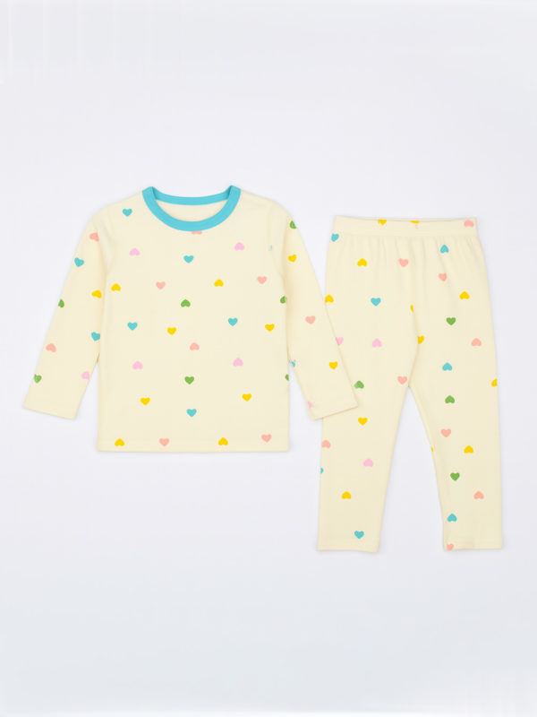 pijama cu bluza si pantaloni pentru copii fetite set cu imprimeu inmioare candyhearts