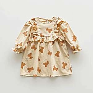 rochie de bumbac cu imprimeu ursuleti pentru fetite fete copii bebelusi beary