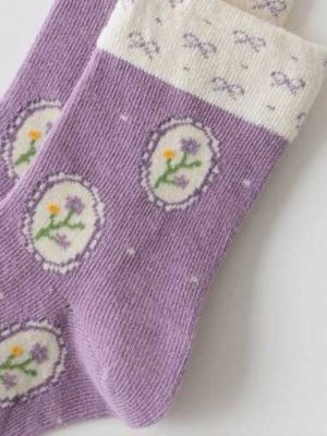 Set de 5 perechi de sosete pentru copii, Purple