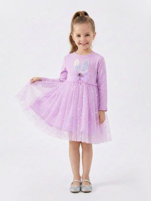 rochie stralucitoare mov cu tul liliac sparkle