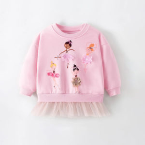 Bluza casual cu zâne si tul, de bumbac - Fairy Pink