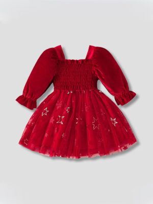 rochie cu catifea si tul velvet red pentru copii