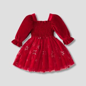 rochie cu catifea si tul velvet red pentru copii