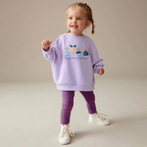 Set casual cu bluza oversized si colanti - Happy Purple