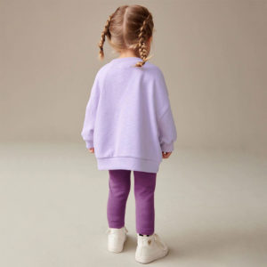 Set casual cu bluza oversized si colanti - Happy Purple