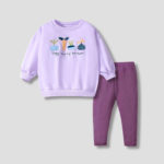 Set casual cu bluza oversized si colanti - Happy Purple