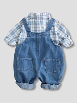 Set cu camasa si salopeta din denim cu bretele - Little Leo